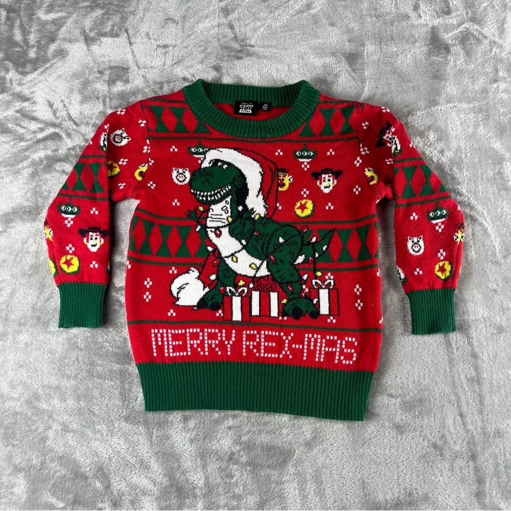 Disney Pixar Toy Story “Merry Rex-Mas” Knitted Pullover Christmas Sweater 18M